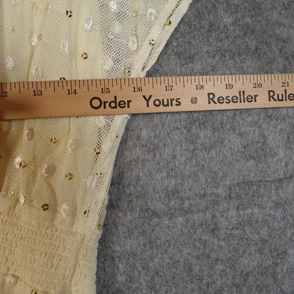 Anthropologie Dress Womens 2 Mini Sheer Leifnotes Dot Gleam Ivory Coquette - Picture 10 of 12